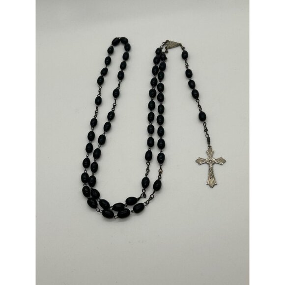 Jewelry - Roma Rosary Acrylic Prayer Beads Gunmetal-tone Chain Made in Italy Vintage
